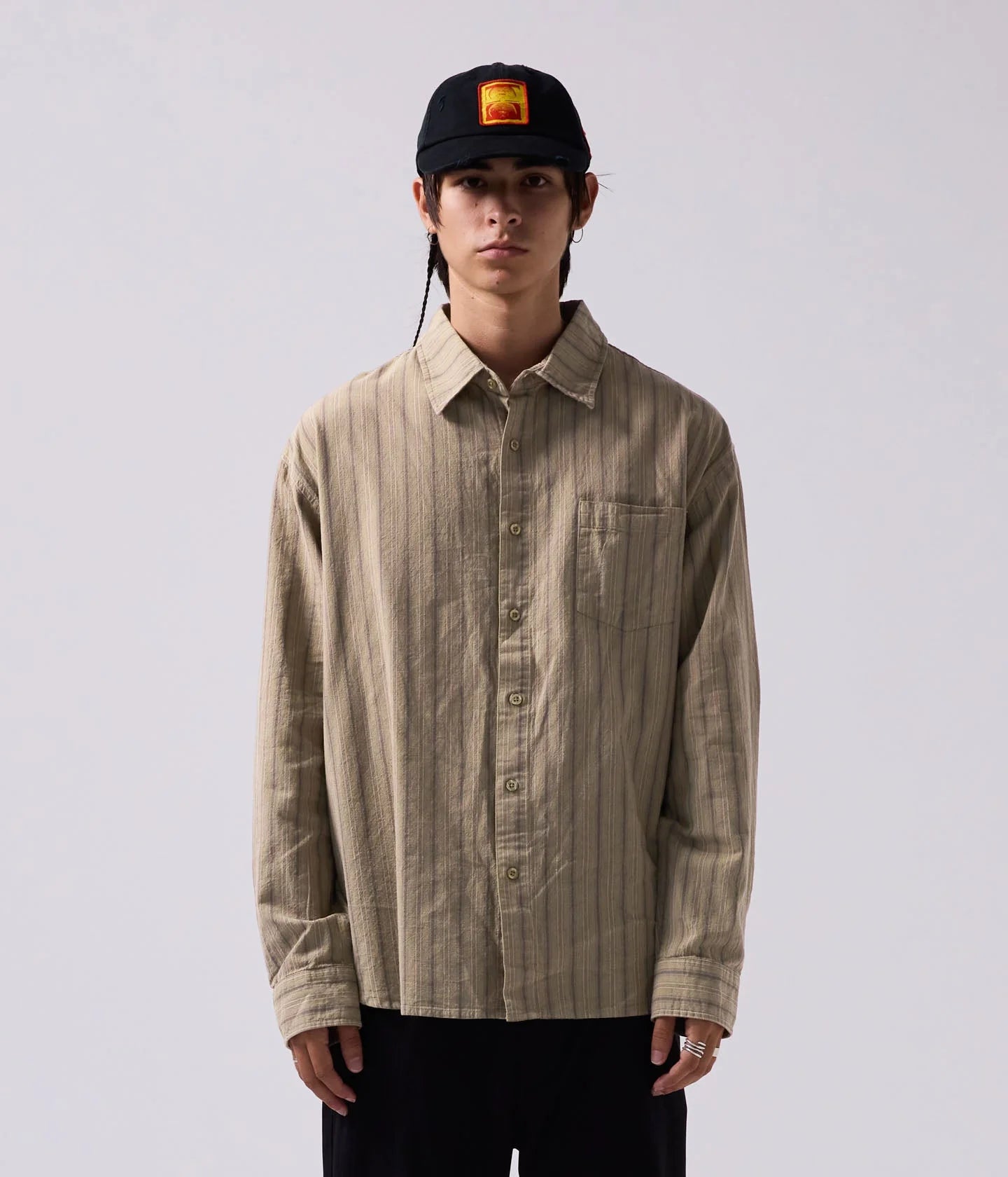 REYNOLDS STRIPED LS SHIRT // MOSS