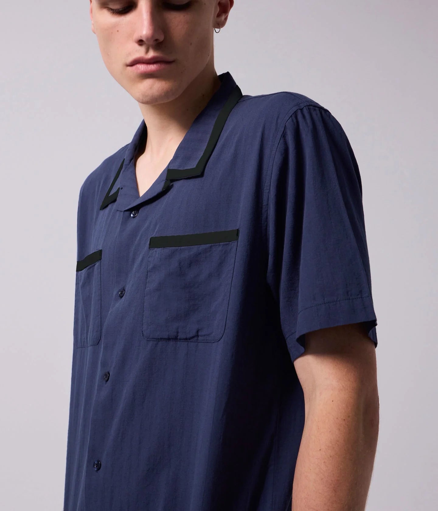 PINSTRIPE MARILYN SS SHIRT // NAVY