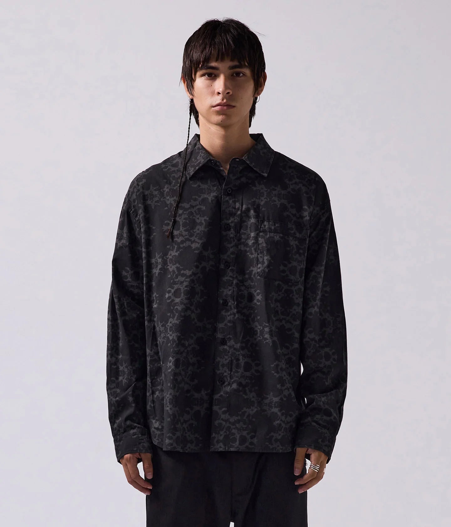 VIVIAN ORNATE LS SHIRT // BLACK/GREY