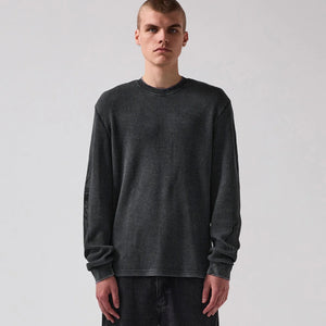 SCRAWL LS WAFFLE T-SHIRT // WASHED BLACK