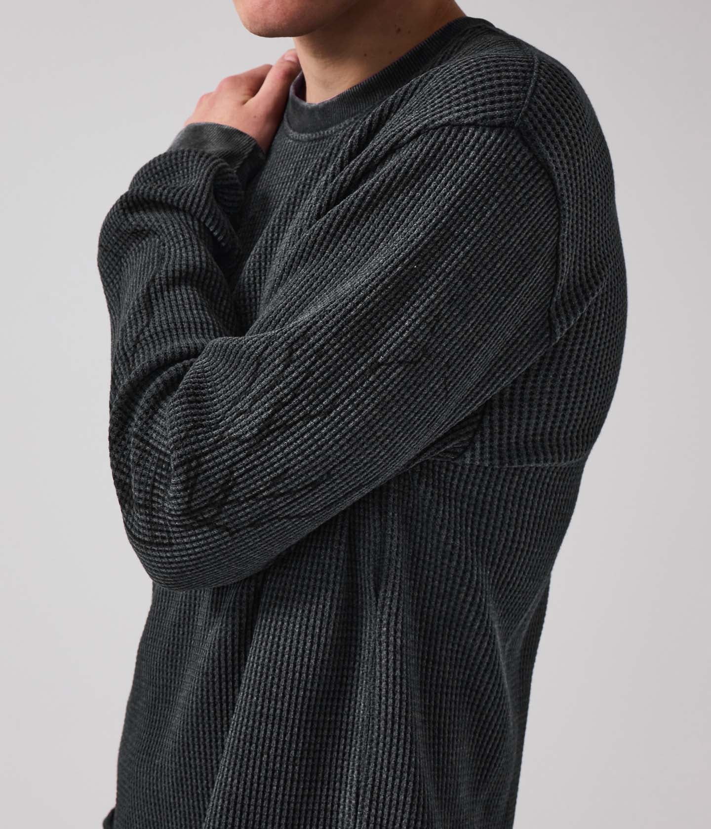 SCRAWL LS WAFFLE T-SHIRT // WASHED BLACK