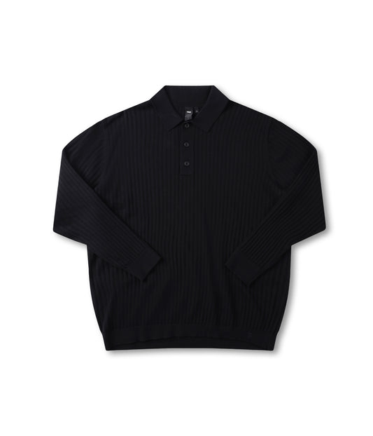 FRANCHISE LS KNIT POLO // BLACK