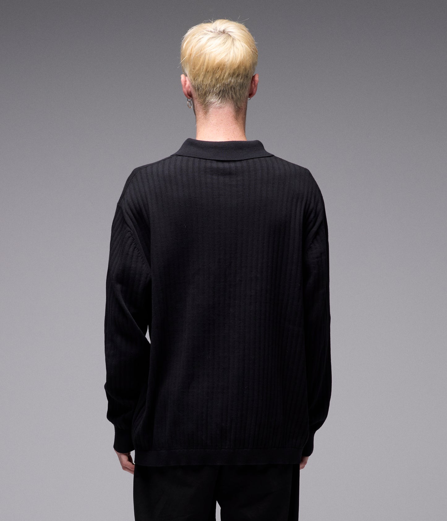 FRANCHISE LS KNIT POLO // BLACK