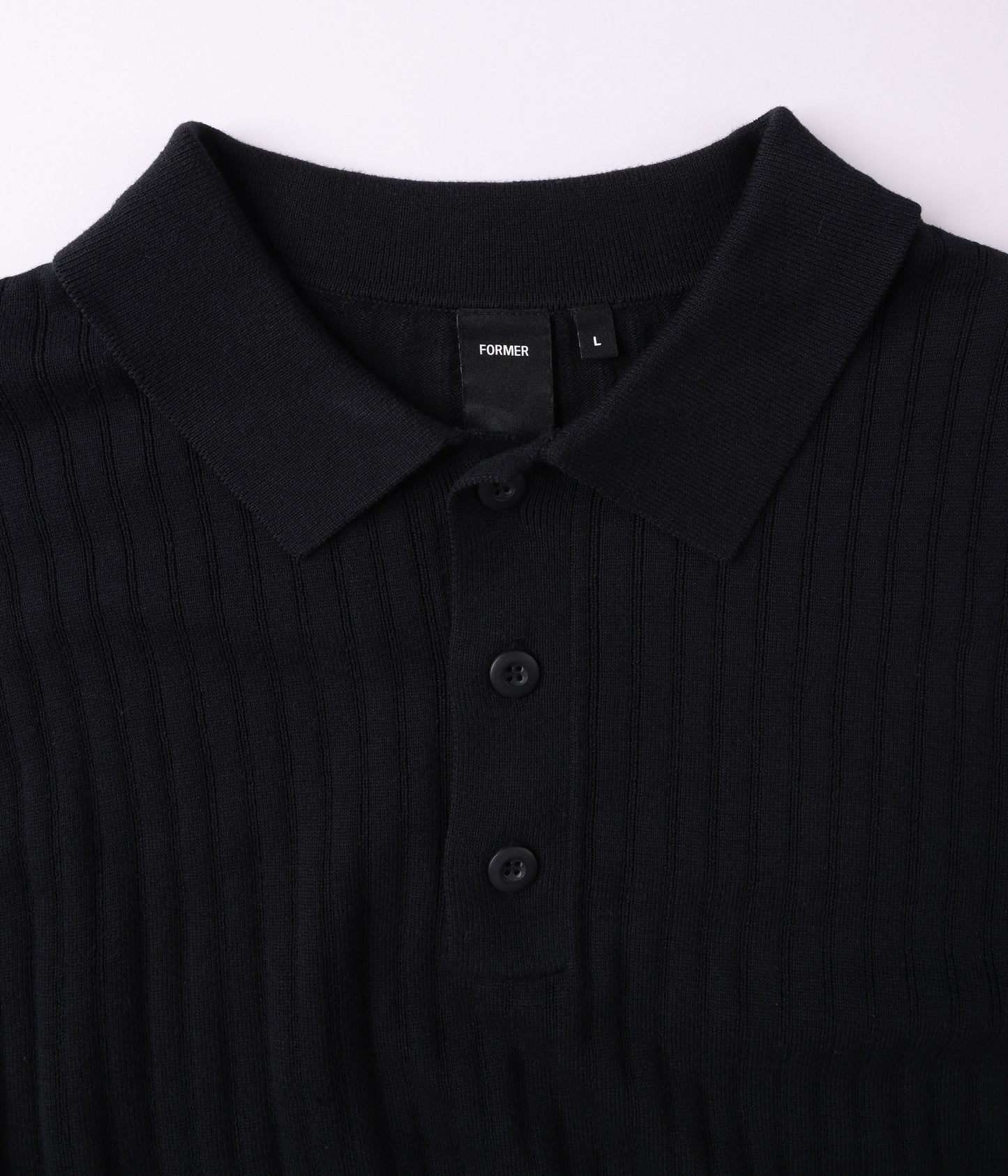 FRANCHISE LS KNIT POLO // BLACK