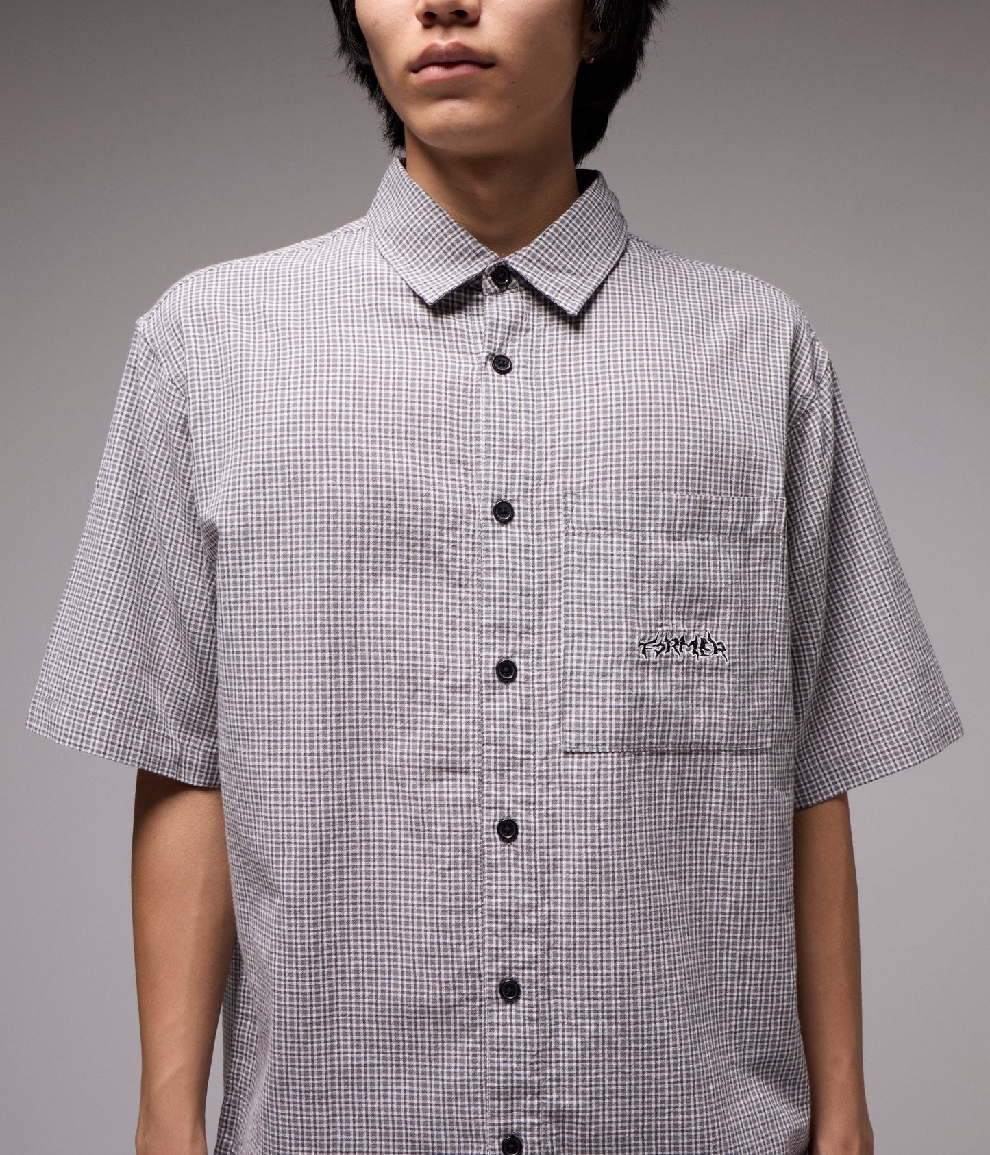VIVIAN CHECK SS SHIRT // BLACK