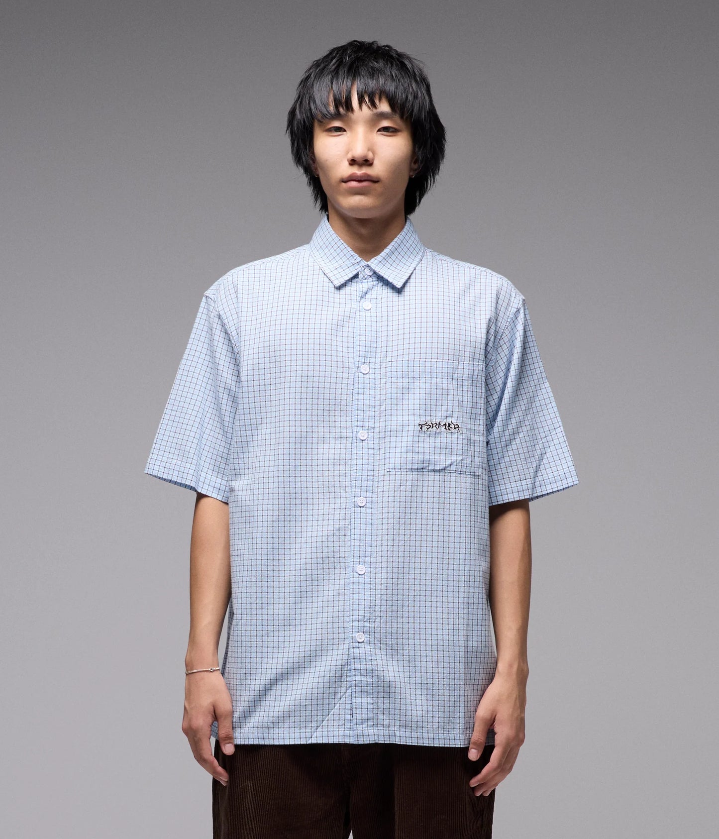 VIVIAN CHECK SS SHIRT // BLUE