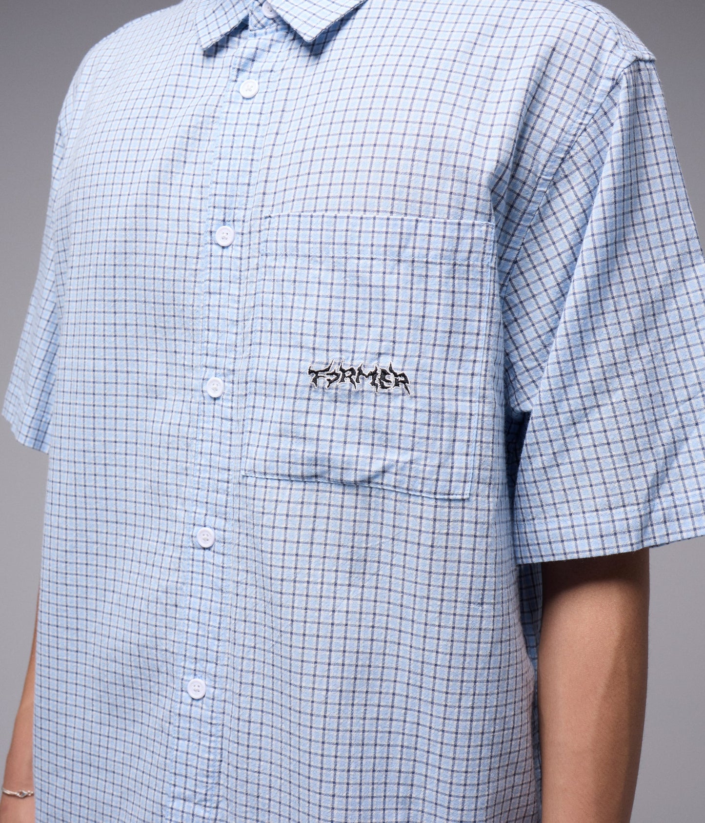 VIVIAN CHECK SS SHIRT // BLUE