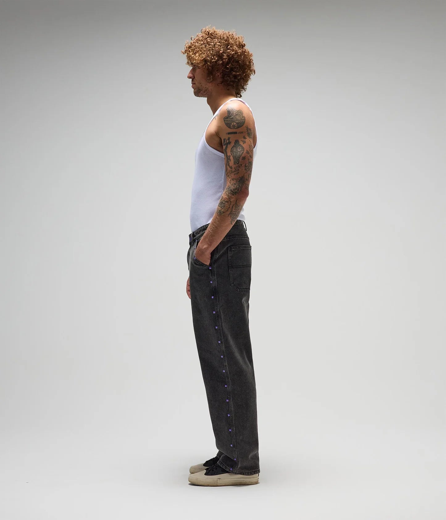 STUDDED DENIM PANT // WSHBLK