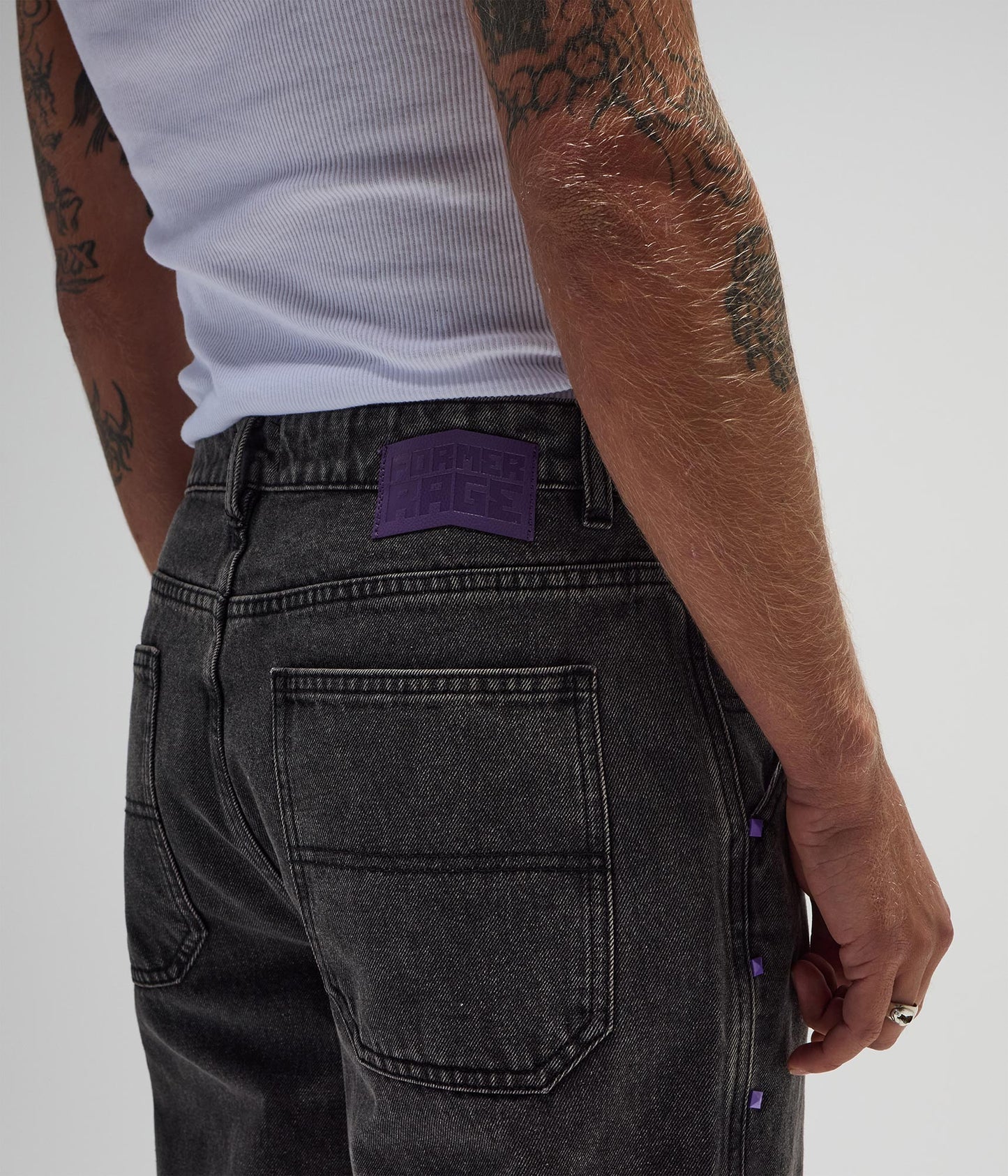 STUDDED DENIM PANT // WSHBLK