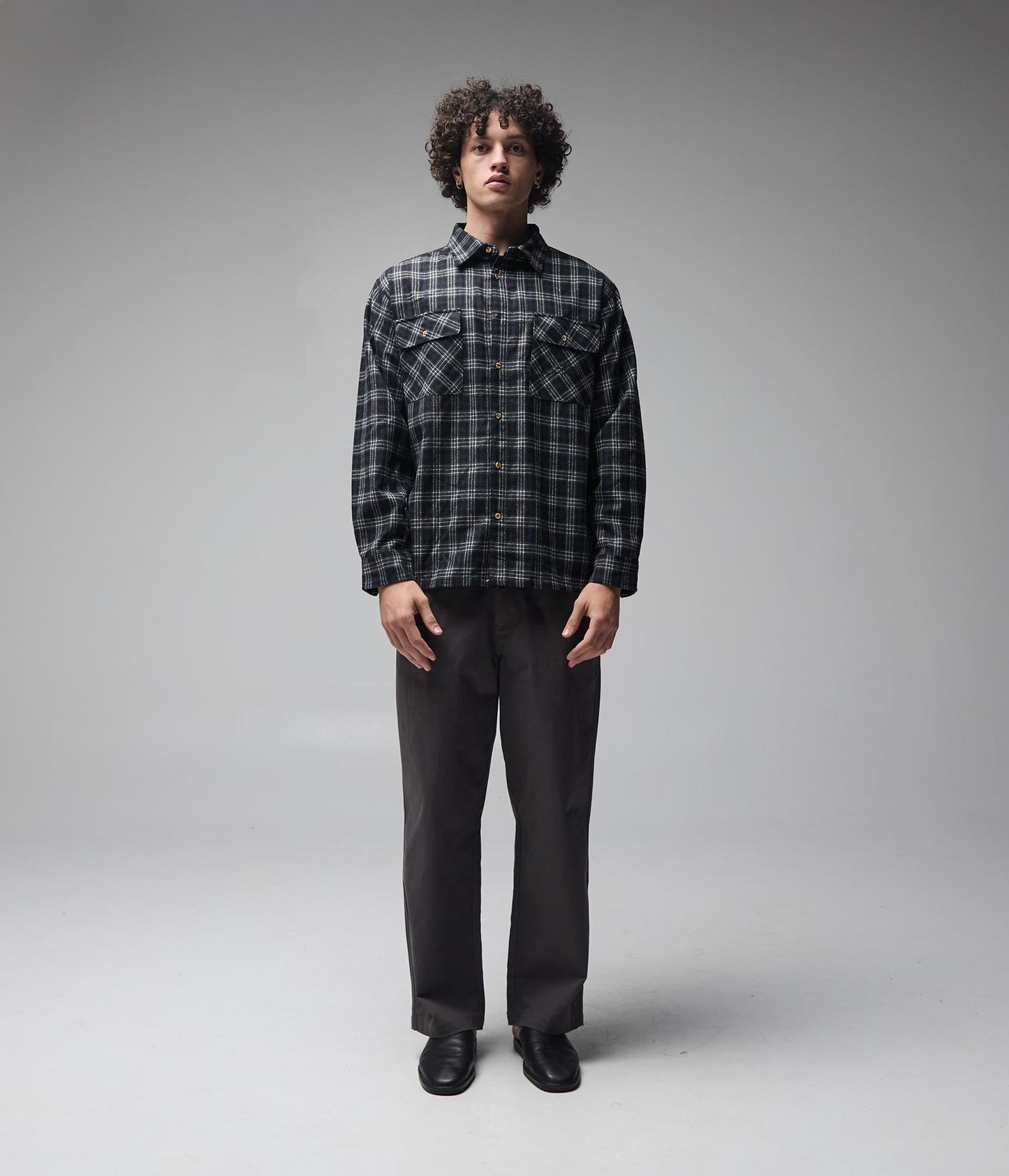 VIVIAN FLANNEL LS SHIRT // BLACK/GREY