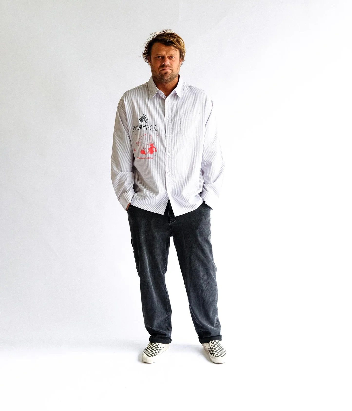 DXD REYNOLDS STRIPE LS SHIRT // GREY