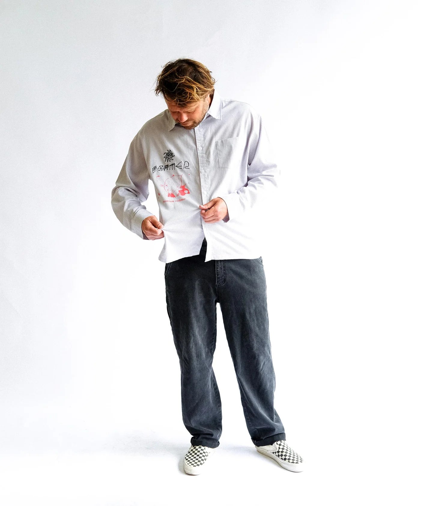 DXD REYNOLDS STRIPE LS SHIRT // GREY