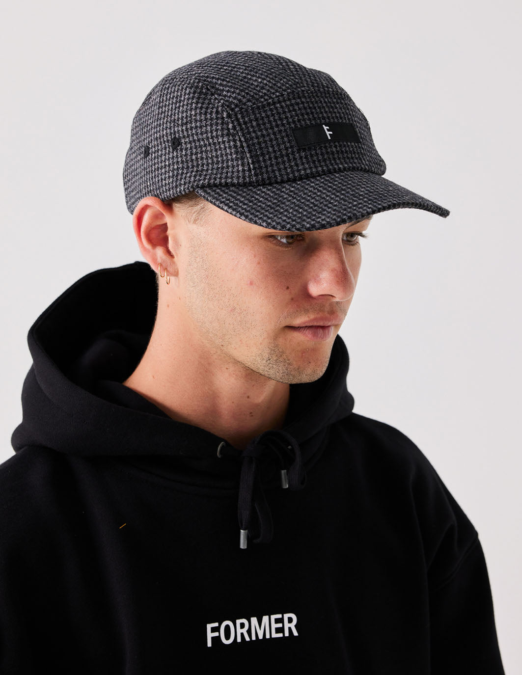 REACTION VOLLEY CAP | BLACK HOUNDSTOOTH